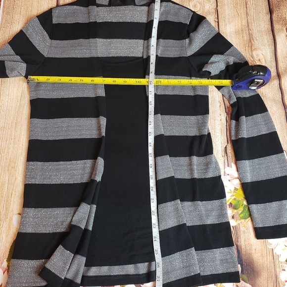 NWOT INC Black Stripe Sweater Cardigan 2 In 1 Women’s Size M - Picture 8 of 10